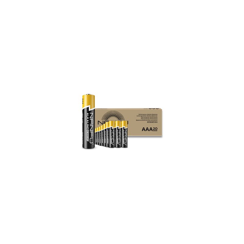 [US Direct] Nanfu AA Alkaline Batterie, Stronger power, Longer lasting, Safer usage (20-Pack) Black/Yellow