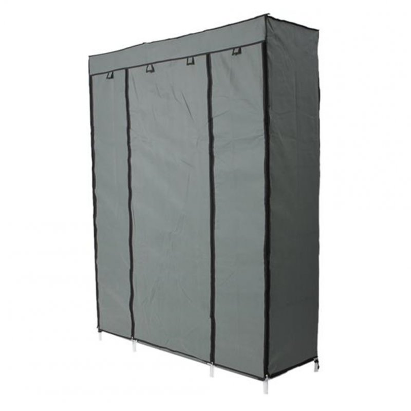 US Non Woven Storage Wardrobe Portable 5layers 12grids Clothes Closet 133x46x170cm gray