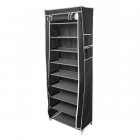 [US Direct] Non-woven 9 Tiers Shoe Cabinet Storage Closet Organizer Shoes  Rack black