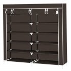 US Direct  Non woven Fabric 7 Layers 14 Grids Shoe Rack Cabinet 110 28 115cm Storage  Holder Dark brown