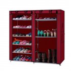 US Non-woven Fabric Shoe  Cabinet 6-layer Double-row 12-compartment Shoe Organzier Container Red wine