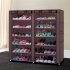 US Direct  Non woven Fabric Shoe  Cabinet 6 layer Double row 12 compartment Shoe Organzier Container Brown