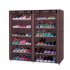  US Direct  Non woven Fabric Shoe  Cabinet 6 layer Double row 12 compartment Shoe Organzier Container Brown