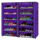 US Non-woven Fabric Shoe Cabinet 6-layer Double-row 12-compartment Shoe  Organzier Container Purple