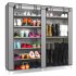  US Direct  Non woven Fabric Double Row 9 Grid Shoe  Rack Boots Cabinet Household Shoe  Organizer Gray