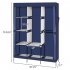  US Direct  Non woven Fabric Cover Steel Pipe Plastic Connector Wardrobe 4 Layers 8 Grid 125 43 18 180cm Navy