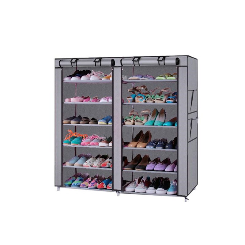 US Non-woven Shoe  Rack Organizer 6  Tier Storage Standing Shoes Shelves gray