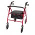  US Direct  Nylon Basket Walker  Chair Wheel Rollator Walker With Seat Removable Back Support Red