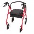  US Direct  Nylon Basket Walker  Chair Wheel Rollator Walker With Seat Removable Back Support Red