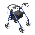 [US Direct] Nylon Basket Walker  Chair Wheel Rollator Walker With Seat Removable Back Support blue