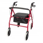 [US Direct] Nylon Basket Walker  Chair Wheel Rollator Walker With Seat Removable Back Support Red