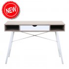 [US Direct] Office Desk, Computer Desk with Drawer, Writing Study Table 43 inches, Walnut White