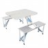  US Direct  One Piece Foldable Table Chair Aluminum Alloy Portable Camping Picnic 4 seats Fold Up Travel Table Set Silver