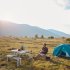  US Direct  One Piece Foldable Table Chair Aluminum Alloy Portable Camping Picnic 4 seats Fold Up Travel Table Set Silver