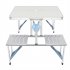  US Direct  One Piece Foldable Table Chair Aluminum Alloy Portable Camping Picnic 4 seats Fold Up Travel Table Set Silver