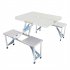  US Direct  One Piece Foldable Table Chair Aluminum Alloy Portable Camping Picnic 4 seats Fold Up Travel Table Set Silver