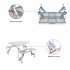  US Direct  One Piece Foldable Table Chair Aluminum Alloy Portable Camping Picnic 4 seats Fold Up Travel Table Set Silver