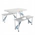  US Direct  One Piece Foldable Table Chair Aluminum Alloy Portable Camping Picnic 4 seats Fold Up Travel Table Set Silver