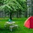  US Direct  One Piece Foldable Table Chair Aluminum Alloy Portable Camping Picnic 4 seats Fold Up Travel Table Set Silver
