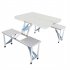  US Direct  One Piece Foldable Table Chair Aluminum Alloy Portable Camping Picnic 4 seats Fold Up Travel Table Set Silver