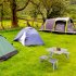  US Direct  One Piece Foldable Table Chair Aluminum Alloy Portable Camping Picnic 4 seats Fold Up Travel Table Set Silver
