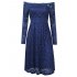  US Direct  One word collar  long sleeved  large opening lace dress  wine red M HiQueen tag