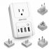  US Direct  Original BESTEK Travel Adapter Kits  2 USB Ports  2 4A   1 USB 3 0 Port  1 USB C Port  1 AC Outlet Charger  with Worldwide Wall Plugs White