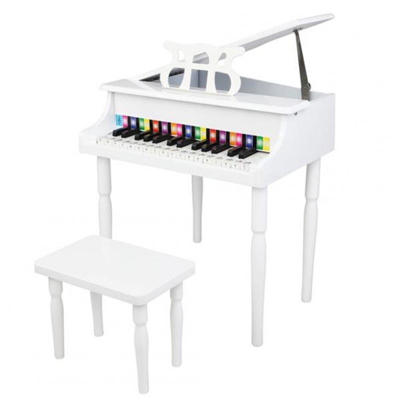 US Original LALAHO Children 30-key Wooden  Piano With Music Stand Mechanical Sound Mdf Wooden 4feet Piano Toys For Kid white