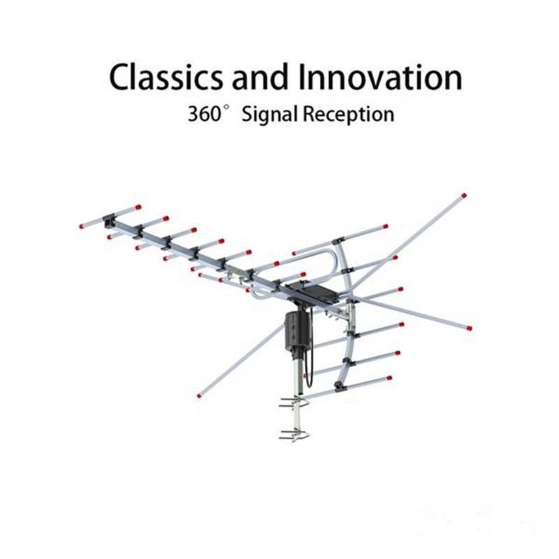 US Original LEADZM Ta-001 360-degree Rotating Uv Dual-stage 45-230mhz/470-860mhz 15-22db Outdoor Antenna Black 8 Meter Wire U.S. regulations