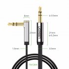[US Direct] Original UGREEN Dual 3.5mm Jack Audio Cable, Standard and 90-Degree Flat Jacks, Metal housing, Ultra Slim and Flat Cable (1.6 Ft, Black and Silver) Black_1M
