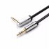  US Direct  Original UGREEN Dual 3 5mm Jack Audio Cable  Standard and 90 Degree Flat Jacks  Metal housing  Ultra Slim and Flat Cable  1 6 Ft  Black and Silver  