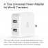  US Direct  Original ZMI PowerPlug 2 Port USB Wall Charger Adapter  Dual USB Charger  QC 3 0  Foldable Prong  Travel Size  White  White