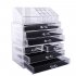  US Direct  Original Zimtown Makeup Organizer Cosmetics Storage Rack with 2 Small   5 Large Drawers  Transparent 