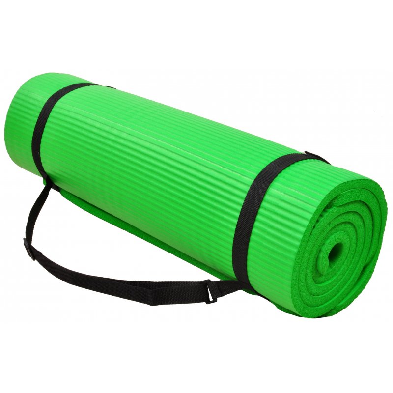 [US Direct] Original BalanceFrom GoYoga+ All-Purpose 1/2-Inch Extra Thick High Density Anti-Tear Exercise Yoga Mat and Knee Pad with Carrying Strap, Blue Green