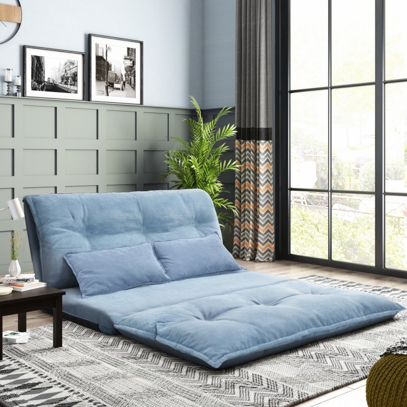 US Oris Fur. Sofa Bed Adjustable Folding Futon Sofa Leisure Sofa Bed with Two Pillows