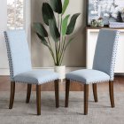 [US Direct] Orisfur. Upholstered Dining Chairs - Dining Chairs Set Of 2 Fabric Dining Chairs With Copper Nails And Solid Wood Legs
