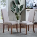 [US Direct] Orisfur. Upholstered Dining Chairs - Dining Chairs Set Of 2 Fabric Dining Chairs With Copper Nails And Solid Wood Legs
