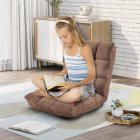 [US Direct] Orisfur. Fabric Upholstered Folding Lazy Sofa Chair Adjustable Floor Sofa Chair Yellow