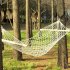  US Direct  Outdoor Camping Hammock Multi functional Wood Pole Cotton Rope Sleep Hammock With Binding Ropes 200 X 80cm White