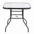  US Direct  Outdoor Dining Table Easy To Assemble Weather proof Patio Garden Square Tempered Glass Table 80x80x70cm black