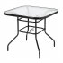  US Direct  Outdoor Dining Table Easy To Assemble Weather proof Patio Garden Square Tempered Glass Table 80x80x70cm black