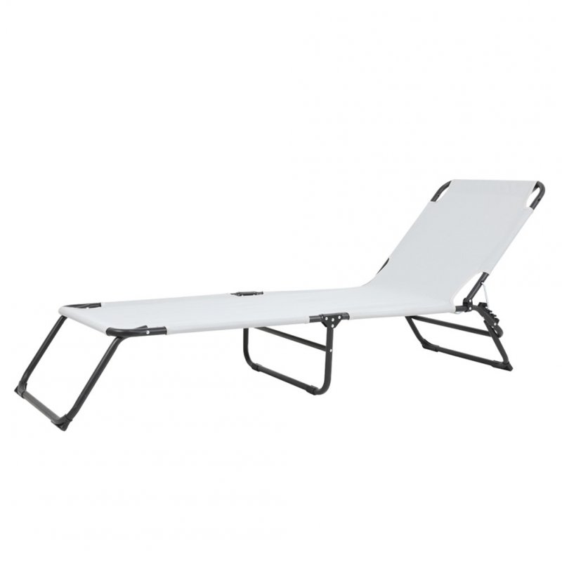 US Outdoor Folding  Three-fold  Camping  Bed For Courtyard Beach Reclining Lounger Gray