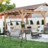  US Direct  Outdoor Garden Iron Wire Double Swing Chair Rust Resistant Hanging Swing For Porch Patio Home Decoration dark brown