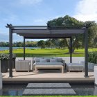 [US Direct] Outdoor Patio Retractable Pergola Spacious Space Shady Shelters 13 X 10ft For Performance Exhibition Barbecue Party grey