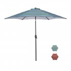 [US Direct] Outdoor Patio 8.6-Feet Market Table Umbrella with Push Button Tilt and Crank, Blue Striped[Umbrella Base is not Included]