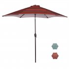[US Direct] Outdoor Patio 8.6-Feet Market Table Umbrella with Push Button Tilt and Crank, Blue Striped[Umbrella Base is not Included]