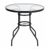  US Direct  Outdoor Round Dining Table Weather proof Yard Garden Tempered Glass Table For Outdoors Indoors 80 X 80 X 70cm   black