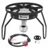  US Direct  Outdoor Round Gas Stove 20w BTU Diameter 26cm Heating Stove Furnace With 1 2m Leather Tube 0 20psig High Pressure Valve black