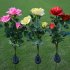  US Direct  Outdoor Solar Powered 3 LED Light  Waterproof Rose Flower Stake Lamp  Party Decorative LED Solar Lights for Home Garden Yard Lawn Path Light yellow