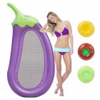[US Direct] Outdoor Swimming Inflatable Lounge Float ,Giant Purple Eggplant Pool Floats Water Pool Raft with 3 Cup Holder
